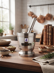 Ensemble mortier et pilon en acier inoxydable couleur argent, écologique, compatible lave-vaisselle et four, pour broyer épices et herbes, usage culinaire - Product Image 4