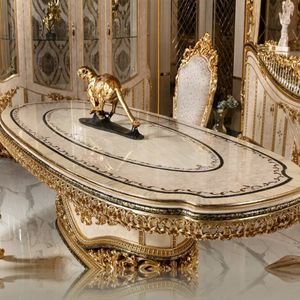 Juego de Muebles de Comedor de Alta Gama Estilo Turco, Lujoso y Real, Tallado a Mano, Acabado Dorado, para Uso en Villas y Resorts - Product Image 6