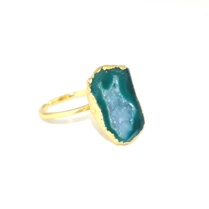 Luxury Fashion Natural Purple Geode Druzy Single Stone Classic <b>Ring</b> 18K Gold Plated Wholesale Brass Jewelry For Women Girls - Product Image 2