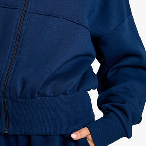 Custom Women's Winter Solid Hooded Cargo Tracksuit <b>Set</b> High Neck Crop Top and <b>Joggers</b> 2 Piece <b>Matching</b> Pockets Casual Outfit - Product Image 5