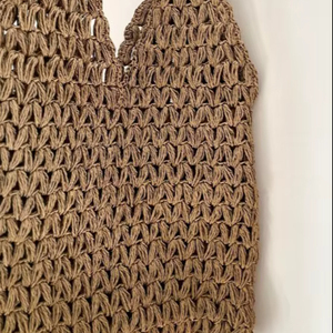 Sac fourre-tout en raphia fait main au crochet, sac à bandoulière léger pour la plage - Product Image 2