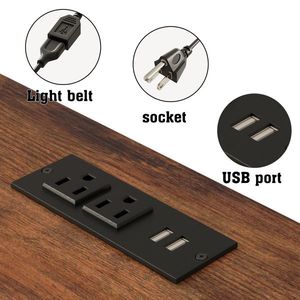 Full-Size Loft Metal <b>Bed</b> with <b>LED</b> Lighting and Charging Station for Bedroom and Dormitory White Color - Product Image 3