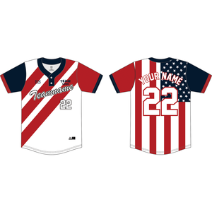 เสื้อเบสบอลผู้ชายแบบสั่งทำพิเศษ แขนสั้น ติดกระดุม ผ้าโพลีเอสเตอร์/คอตตอนตาข่าย พิมพ์ลายแบบรีดร้อน แห้งเร็ว - Product Image 1