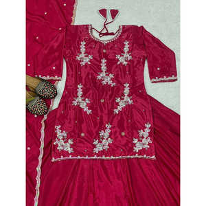 Conjunto de Lehenga Rojo de Diseñador ND para Fiesta, con Dupatta Elegante, Talla L - Product Image 1