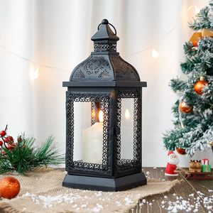 New Rustic Style Metal <b>Candle</b> <b>Lantern</b> High Decorative Outdoor <b>Lantern</b> <b>Candle</b> Holder with Tempered Glass for Christmas - Product Image 1