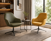 Fauteuil lounge moderne rembourré avec tissu haut de gamme, coussin en mousse HR et base pivotante en métal pour la maison, le bureau ou l'hôtel
