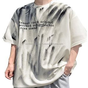 Camiseta Retro de Manga Corta para Hombre, Estilo Hip Hop Vintage, con Logotipo Personalizado OEM, Diseño de Letras Tejidas a Crochet, Corte Regular, Algodón Orgánico - Product Image 1