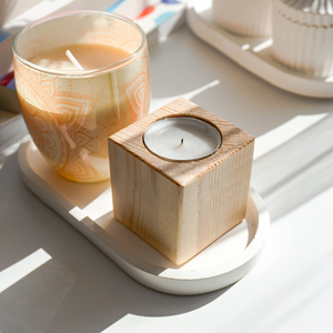 Lot de 10 supports en bois pour bougies chauffe-plat - Décoration rustique pour centre de table de mariage et cheminée - Product Image 3