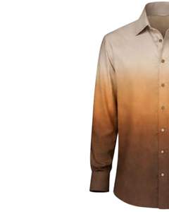 Camisa Formal para Hombre en Degradado Beige y Marrón Oxidado, Algodón Premium, Manga Larga, Cierre de Botones, Estilo Casual Elegante, Fabricante Personalizado, Suministro al por Mayor - Product Image 2