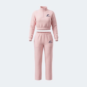 Ensemble de survêtement décontracté pour femme avec logo et design personnalisés, couleurs unies, grande taille, coupe régulière, sweat à capuche et pantalon de survêtement - Product Image 4