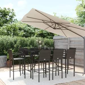 Ensemble de bar de jardin en polyrotin noir et acier thermolaqué avec verre trempé, mobilier d'extérieur élégant - Product Image 1