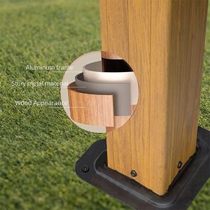 Gazebo de Aluminio para Exteriores de 12 x 14 pies con Techo Rígido y Cubierta de Acero Galvanizado para Patios y Jardines (Marrón Amarillo) - Product Image 5