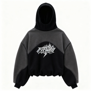 Sweat à capuche vintage noir de qualité supérieure en jersey écologique, coupe classique, effet usé, 230 g/m², grammage lourd - Product Image 1