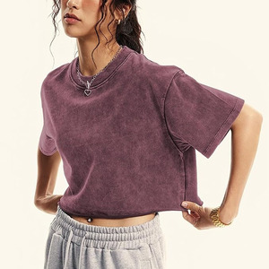 Custom Womens Acid Wash <b>Cropped</b> Oversized Tank <b>Tops</b> Anti-Shrink Silk Screen Printed Vintage Washed Cotton Gym Fitness Casual - Product Image 1