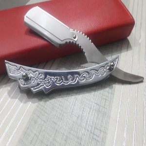 มีดโกนหนวดแบบแมนนวล คุณภาพสูง ระดับพรีเมียม ใบมีดโลหะตรง ปลอดภัย สำหรับผู้ชาย มีดโกนแบบใบมีดเดี่ยว สำหรับช่างตัดผมมืออาชีพ - Product Image 3