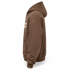 Sweat-shirt en molleton à capuche marron pour homme OneTen, coupe ample, logo brodé, vêtement décontracté pour l'automne - Product Image 5