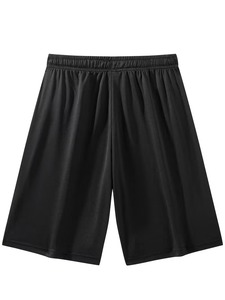 Wholesale Price Mesh Shorts Men's <b>Black</b> Quick Dry Bermuda Shorts Elastic Waist Solid Color Casual Polyester Sport Shorts - Product Image 2