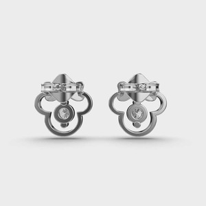 IGI Certified Lab Grown Round Diamond Bow Flower Stud <b>Earrings</b> <b>Solid</b> 925 Sterling <b>Silver</b> Cute Diamond Stud <b>Earrings</b> - Product Image 3