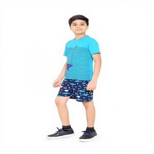 Vente en gros de vêtements d'été à manches courtes pour enfants, ensemble de short imprimé 100% coton, vêtements pour petits garçons, achats en ligne - Product Image 1