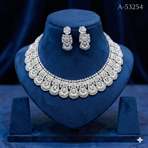 Indian Wedding Gold Plated Zinc Alloy Lab Created Zircon Jewelry Set Trendy Torques Link <b>Choker</b> Dangle Earrings Bracelet A-53254 - Product Image 1