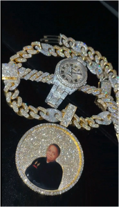 Collier avec pendentif photo personnalisé en moissanite, médaillons ronds de souvenirs, bijoux fins pour hommes, bijoux hip-hop, argent sterling 925 - Product Image 2