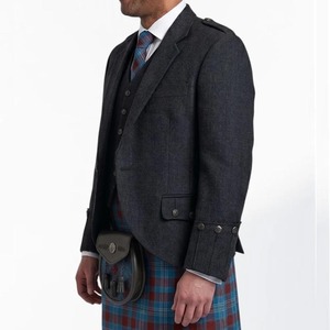 Chaqueta Kilt Negra Personalizada al por Mayor con Chaleco de 5 Botones, Traje de Boda Escocés, Chaquetas para Hombre, Fabricante Pakistaní, Estilo Escocés - Product Image 4