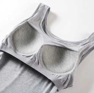 Camisola al por mayor para mujer con sujetador incorporado, top sin mangas, chaleco elástico, top informal transpirable de colores sólidos OEM/ODM - Product Image 4