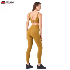Ensemble de yoga personnalisé pour femme, taille mi-haute, imperméable, extensible, respirant, sans couture, imprimé, en Spandex/Nylon, 2 pièces, pour le fitness - Product Image 4