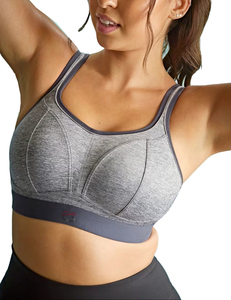 Soutien-gorge de sport gris avec dos nageur, soutien élevé pour l'entraînement - Product Image 4