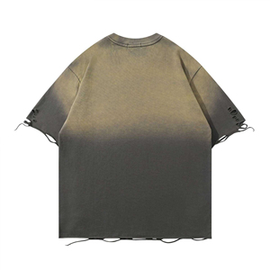 T-shirt Homme Oversize Personnalisé 100% Coton Col Rond Streetwear Délavé à l'Acide avec Ourlet Brut - Product Image 5