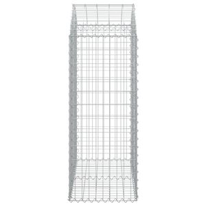 Grand panier en gabion en fer galvanisé argenté avec incrustations décoratives pour pots de fleurs et jardinières - Product Image 4