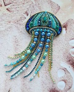 Designer Embroidery Beaded Brooch with Pearl Beads <b>Sequins</b> and Handcrafted Artistic Detailing Handmade Luxury Embroidery Brooch - Product Image 1