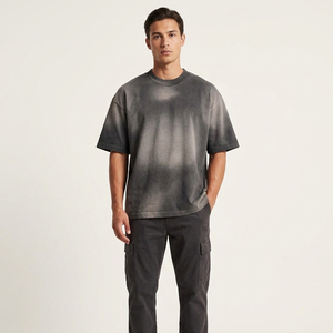 100% Cotton Sun Faded Wash T Shirt Men Short Sleeve Crew Neck Washed Tee Shirts Men's Summer Style Sun Fad Wash T-Shirts Mens - Product Image 1