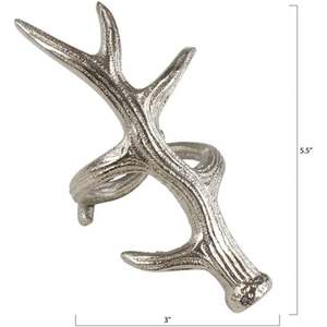 <b>Silver</b> Antler <b>Napkin</b> Ring Rustic Metal Table Decor for Christmas 5.5 Inch - Product Image 6