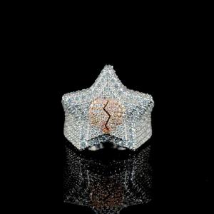 Star Shapes Fancy <b>Mens</b> Fully Iced Out Moissanite <b>Ring</b> 925 Sterling <b>Silver</b> Fine Hip Hop Jewelry Party Gift For Friends - Product Image 1