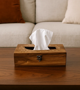 Porta pañuelos de madera de acacia artesanal, decorativo para mesa de comedor, hecho a mano, de alta calidad. - Product Image 5