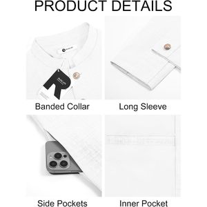 Abrigos Kurta de algodón para hombre 2025, trajes étnicos con cuello mandarín indio para bodas, fiestas festivas, bata caftán informal - Product Image 2