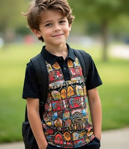 Polo décontracté en maille 180g mélange polyester/coton respirant et à séchage rapide pour tout-petits garçons - Vêtements de sport - Product Image 6