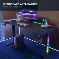 Bureau d'ordinateur de jeu moderne RGB avec éclairage arrière et des pieds lumineux en bois pour l'e-sport, le bureau à domicile, l'école, la villa, les projets commerciaux