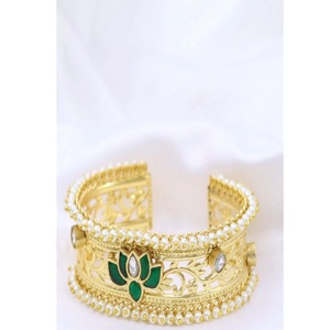 Bracelets de mode en or plaqué de qualité supérieure, ornés de pierres, style Kundan, pour femmes, tendance, pour les mariages et les fêtes - Product Image 1