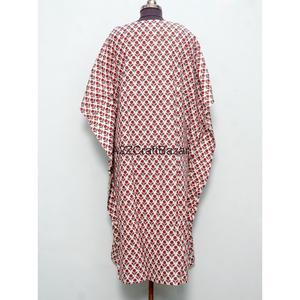 Vestido Maxi Kaftan para Mujer, 100% Algodón, Cuello en V, Sin Mangas, Silueta Ajustada, Cintura Natural, Estampado Floral, Primavera/Verano - Product Image 5