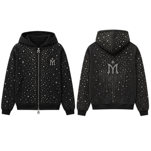 Sudadera con Capucha Personalizada con Pedrería, ODM, Marca Privada, Sudadera con Capucha Decorada con Cristales, Sudadera Brillante de Moda, Venta al por Mayor, MOQ, Lote - Product Image 1