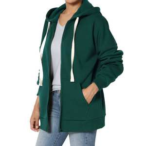 Sudadera con Capucha Corta Bordada al por Mayor con Forro y Cierre de Cordón Sólido para Mujer, Estilo Otoño-Invierno - Product Image 2