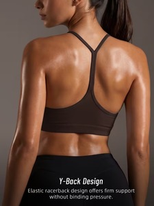 Y Back High <b>Support</b> Sports Bra Women Thin Straps Workout <b>Crop</b> <b>Top</b> Front Eco-Friendly Wirefree Nylon Gym Fitness Yoga Activewear - Product Image 5