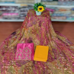 ชุดแต่งงานแบบเป็นทางการ คอลเลคชั่นผ้าชีฟองคุณภาพสูง น้ำหนักปานกลาง ลายแจ็คการ์ดเรียบหรู พร้อมงานปักเลื่อมและลูกปัด สำหรับงานแต่งงาน - Product Image 1