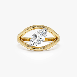 Bague de fiançailles unique en diamant de laboratoire taille marquise de 1,10 carat en or massif 14 carats avec pierres latérales - Product Image 5