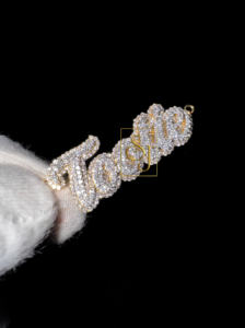 Entièrement glacé laboratoire cultivé diamant personnalisé Cursive lettre nom collier 14K or massif Unique luxe pendentif à breloque cadeau pour elle lui - Product Image 6