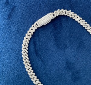 High Quality 925 Sterling <b>Silver</b> Iced out Cuban Link Minimalist Round Cut Moissanite Diamonds <b>Bracelet</b> for <b>Men</b> - Product Image 2