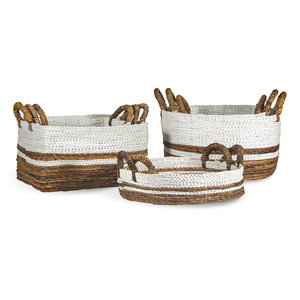 Set of 3 <b>Wicker</b> Decorative <b>Baskets</b> Home Decor Organizing Woven Rattan <b>Storage</b> Chic <b>Basket</b> Collection - Product Image 1