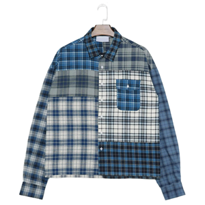 Fashionable Men's <b>Patchwork</b> Plaid Button Down Long Sleeve <b>Shirts</b> - Product Image 1